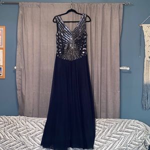 Beautiful Navy Beaded Prom Dress